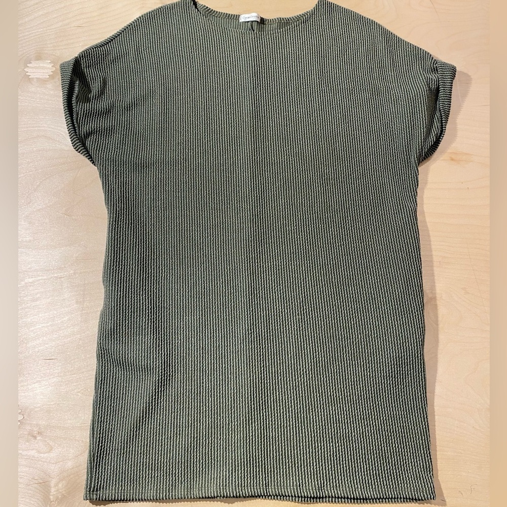 Carole Christian Green Striped Women's Top Large (OI)